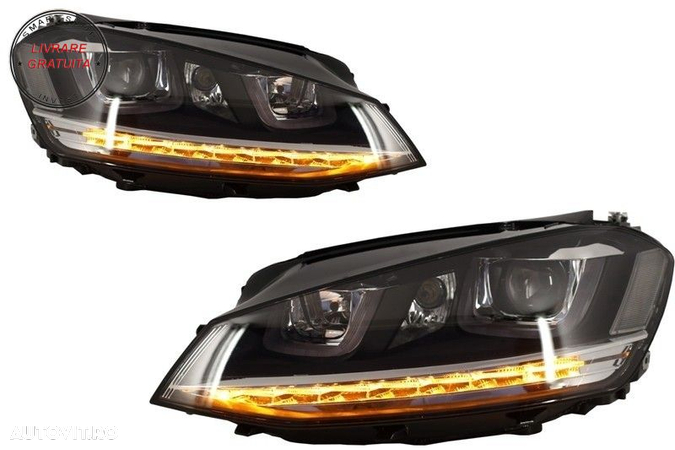 Faruri 3D LED VW Golf VII (2012-2017) R-Line LED Semnalizare Dinamica- livrare gratuita - 3