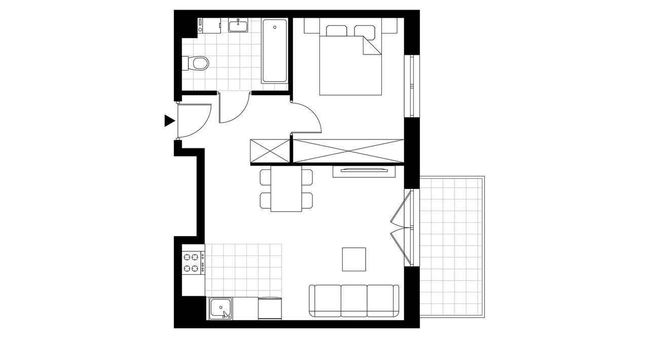 2-pokojowe mieszkanie 42m2 + balkon Bezpośrednio - Pełny obrazek: 3/8