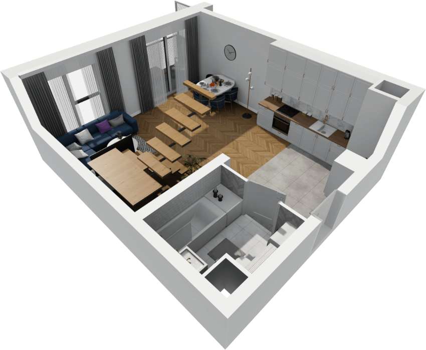 Nowe Dwupoziomowe 2pok.66m2 | Dwa Balkony | Tramwaj 3 min | Blisko Las - Pełny obrazek: 5/11