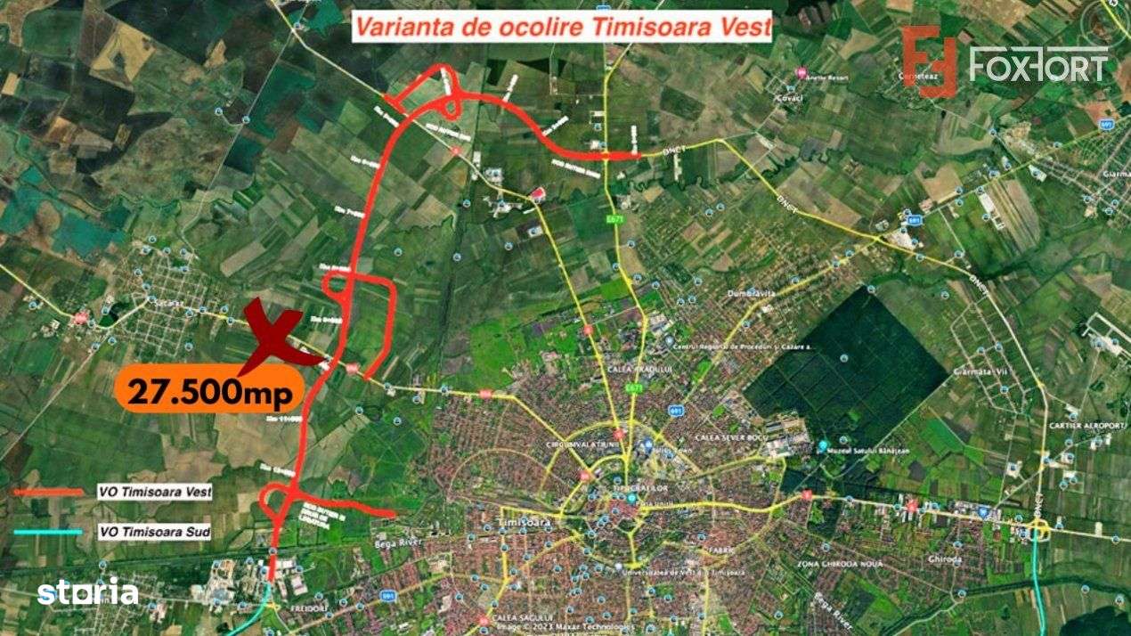 Teren extravilan 27.500 mp de vanzare in Timisoara-Zona Exterior Vest - Imagine principală: 3/4