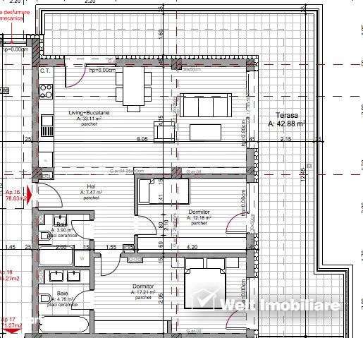 Apartament 3 camere, 78,63 mp plus terasa 43 mp, zona Borhanci - Imagine principală: 4/12