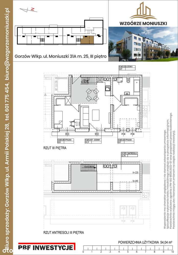 Mieszkanie 3-pokojowe z antresolą i balkonem, Moniuszki 31AM25 - Pełny obrazek: 2/7