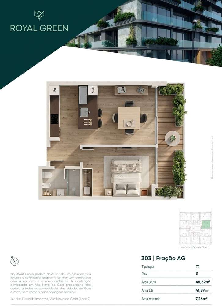 T1 Novo c/ Lugar de Garagem em Mafamude (Gaiashopping) - Grande imagem: 2/21