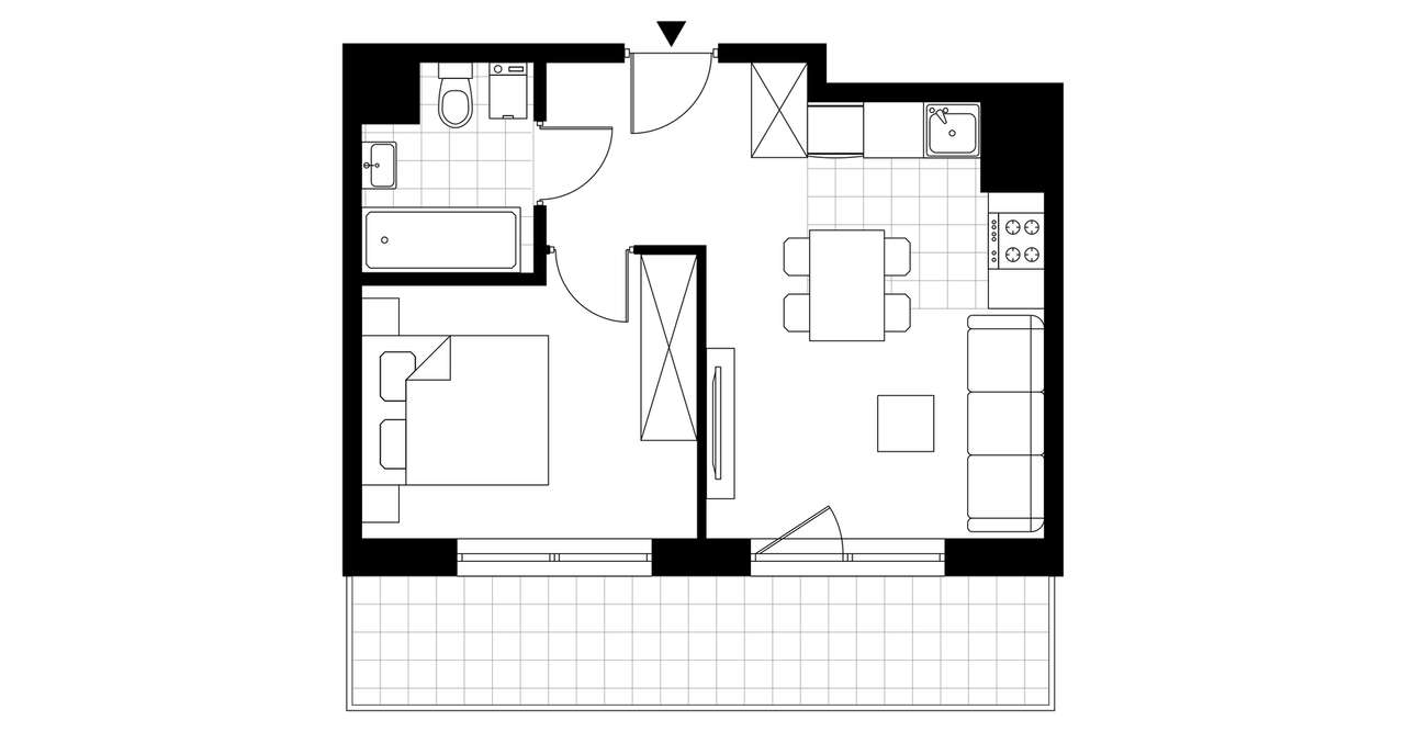 2-pokojowe mieszkanie 33 m² + taras Bez Prowizji – pohled 3