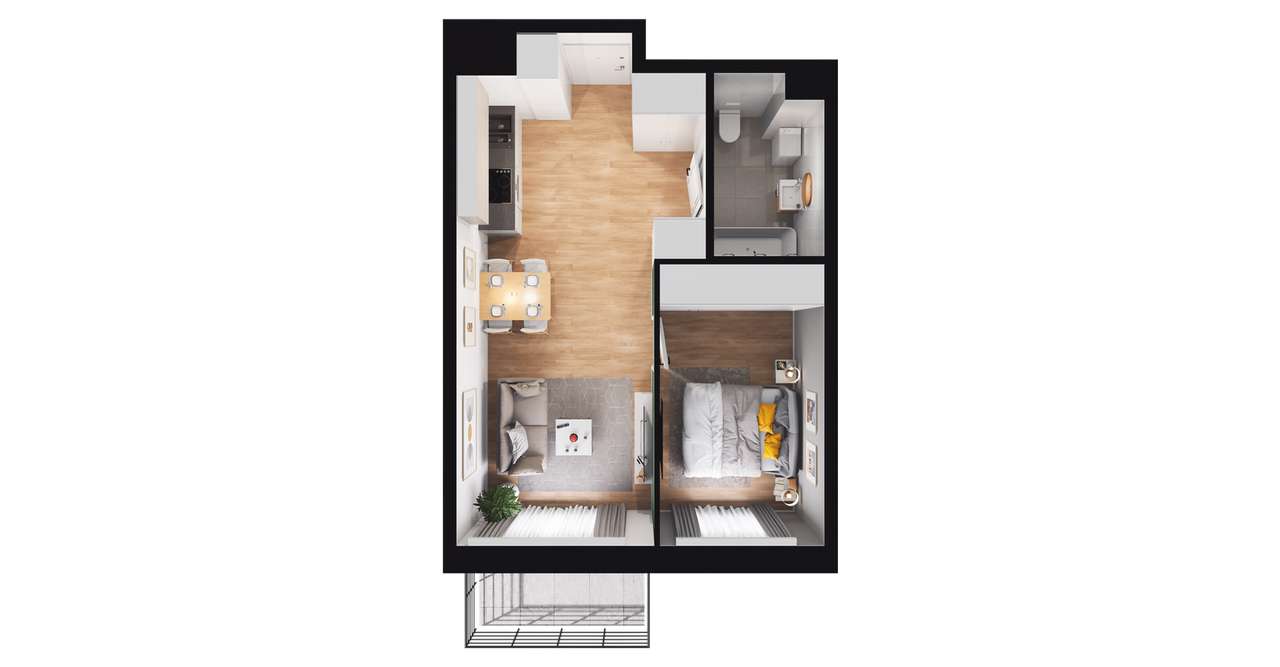 2-pokojowe mieszkanie 37m2 + balkon Bezpośrednio - Pełny obrazek: 2/8