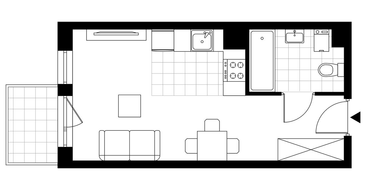 1-pokojowe mieszkanie 25m2 + balkon - Pełny obrazek: 4/9
