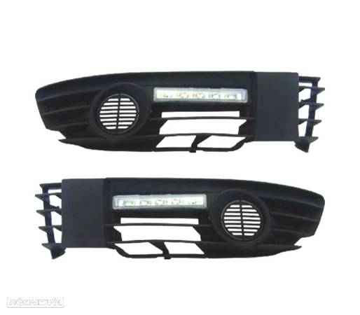 LUZ DIURNA LED PARA VOLKSWAGEN VW PASSAT 00-05 VIDRO CLARO CROMADO + GRELHAS - 1