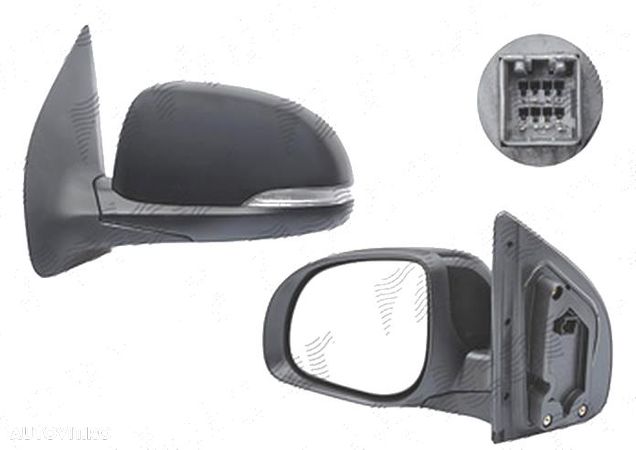 Oglinda exterioara Hyundai I20 (Pb), 07.2012-12.2014, stanga/dreapta, reglare electrica; carcasa neagra; geam convex; cromat; 5 pini; cu semnalizare - 1