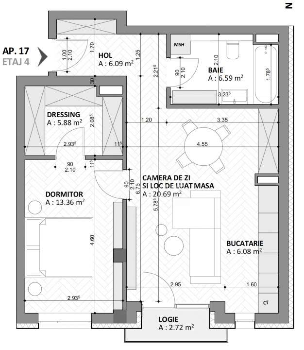 2 camere | A. Muresanu | Centru | Bloc nou 2025-7