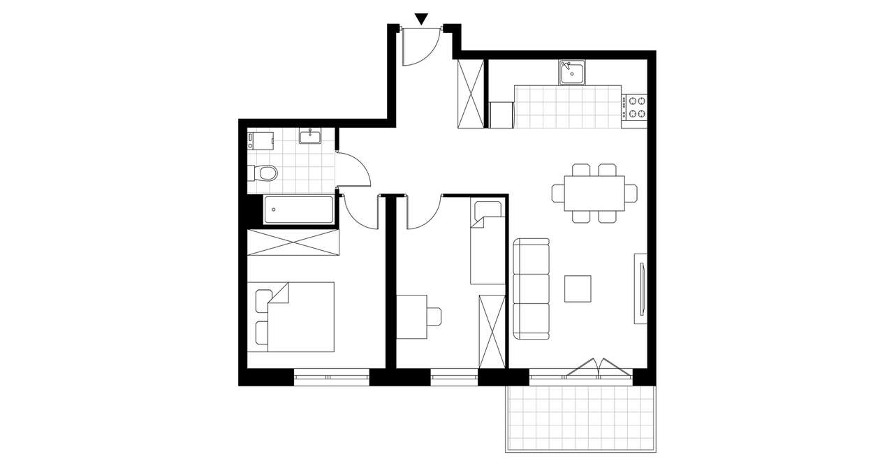 3-pokojowe mieszkanie 57m2 + balkon Bezpośrednio - Pełny obrazek: 3/8