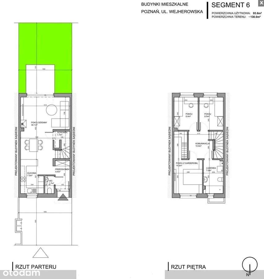 Nowoczesny segment w zabudowie szeregowej – 4 pokoje | ogród-4