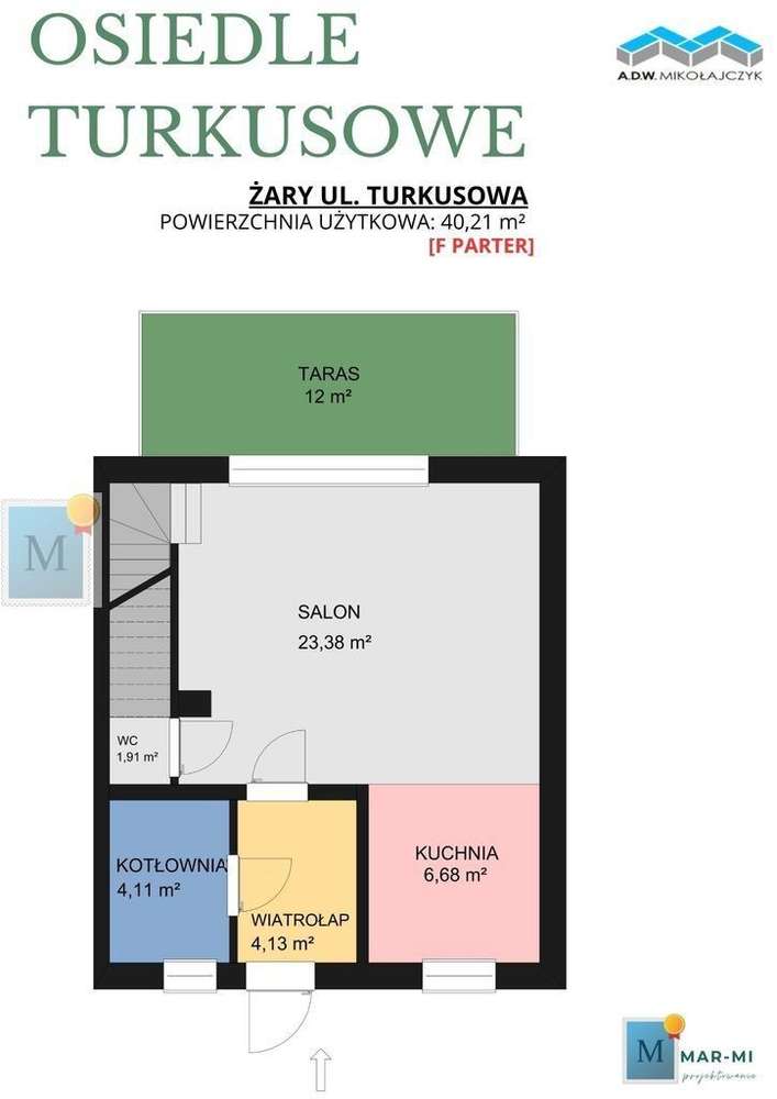 Szereg,82m2 z poddaszem,4pokoje,ogródek,Turkusowa - Pełny obrazek: 4/12