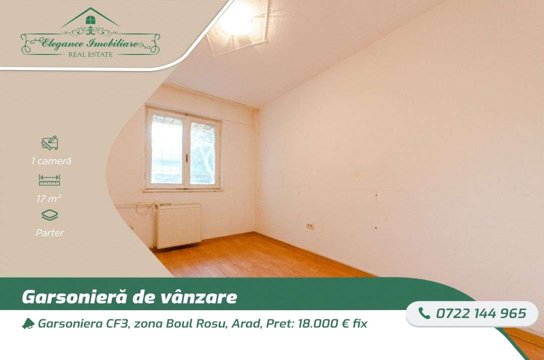 Garsoniera CF3, zona Boul Rosu, Arad - Imagine principală: 1/4