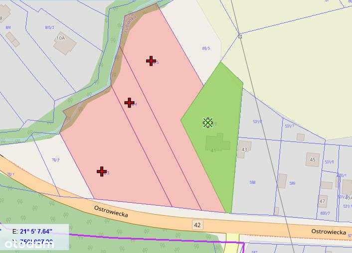 Działka na skrzyżowaniu dróg - krajowej 42-4