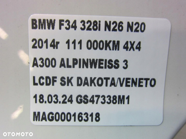 BMW 3 F34 GT BŁOTNIK LEWY PRZEDNI PRZÓD 300 ALPINWEISS 3 BIAŁY 9633547 - 13