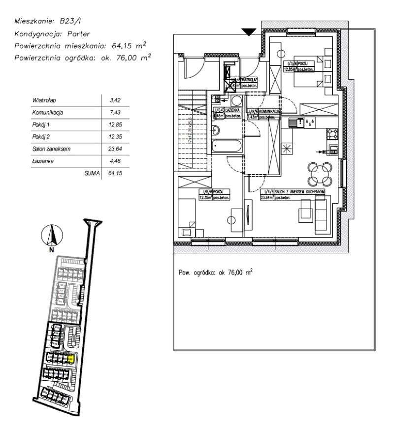 Nowe 3 pokojowe mieszkanie z ogródkiem. Brzeg Dolny ul. Szkolna-3