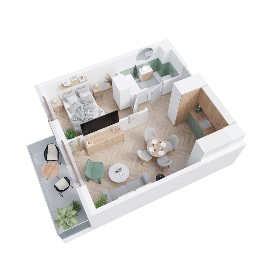 słoneczne 2-pokojowe mieszkanie 37,53 m2 z balkonem - Pełny obrazek: 3/19