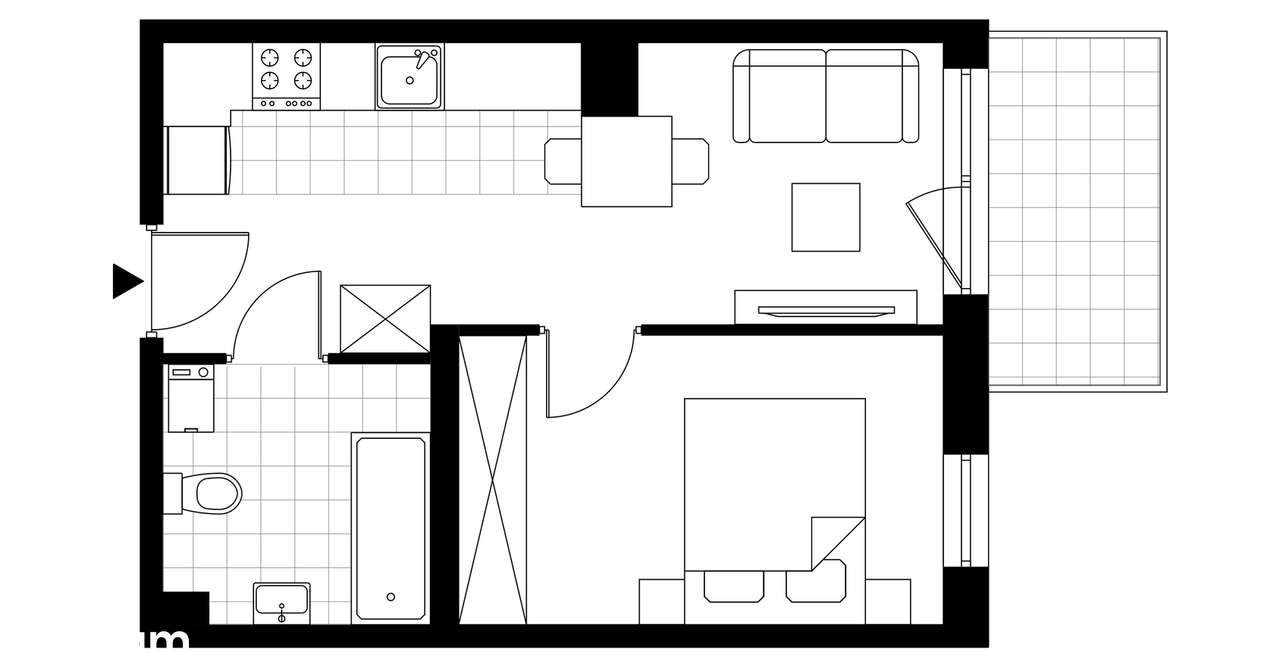 2-pokojowe mieszkanie 32m2 + balkon Bezpośrednio - Pełny obrazek: 3/8
