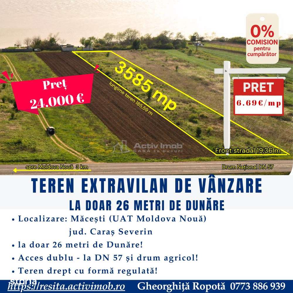 Teren 3585 mp – 26 m de Dun&#259;re – DN57, Macesti - Imagine principală: 1/2