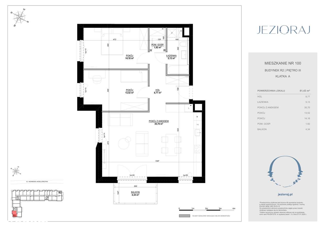 Jezioraj | Zamieszkaj na wakacjach! | Mieszkanie 3-pokojowe | 100 - Pełny obrazek: 2/12
