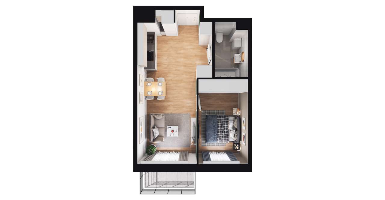 2-pokojowe mieszkanie 37m2 + loggia Bez Prowizji - Pełny obrazek: 2/8