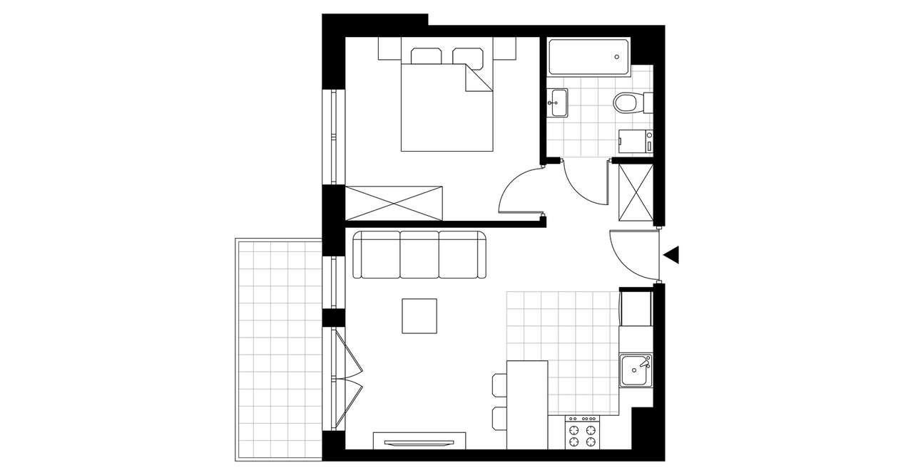 2-pokojowe mieszkanie 37m2 + balkon Bezpośrednio - Pełny obrazek: 3/8