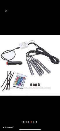 Kit 4 benzi LED lumina ambientala auto RGB cu telecomanda - 1