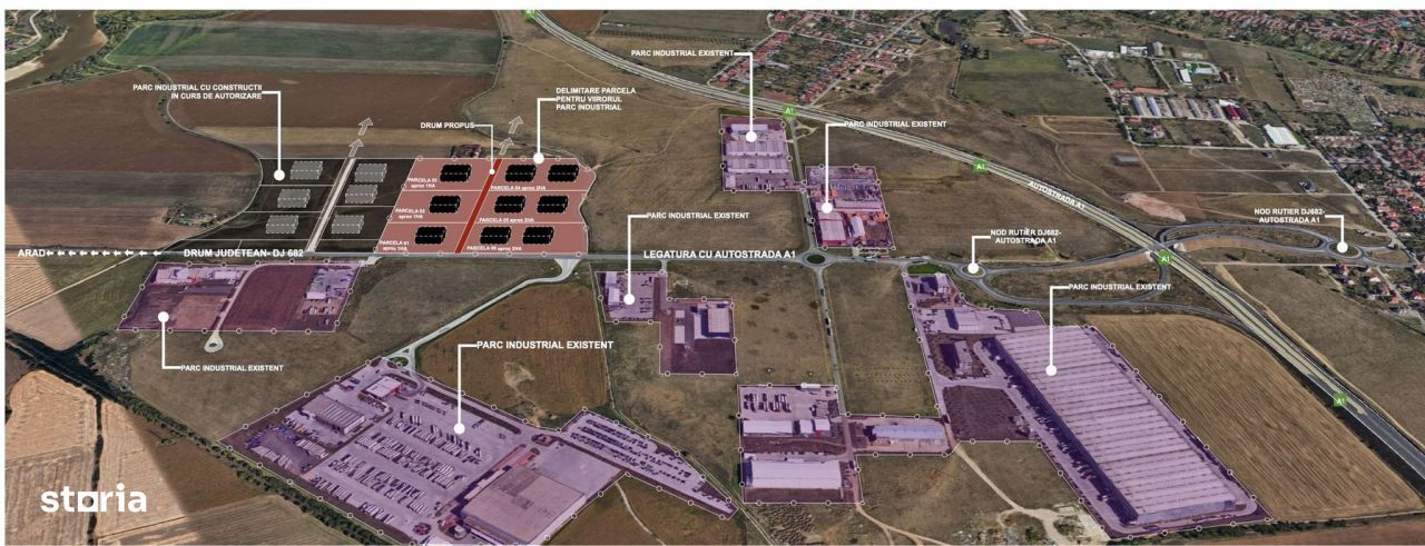 Teren intravilan Arad -  Zona Industriala Sud - Loturi de minim 1 ha