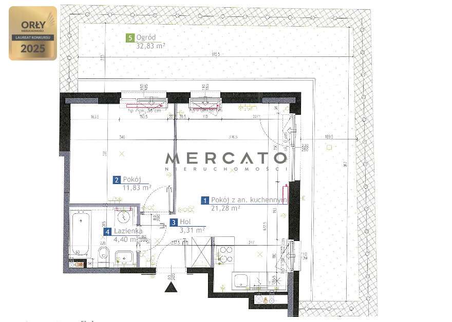 Dwupokojowe mieszkanie narożne z ogródkiem bez Pcc-1