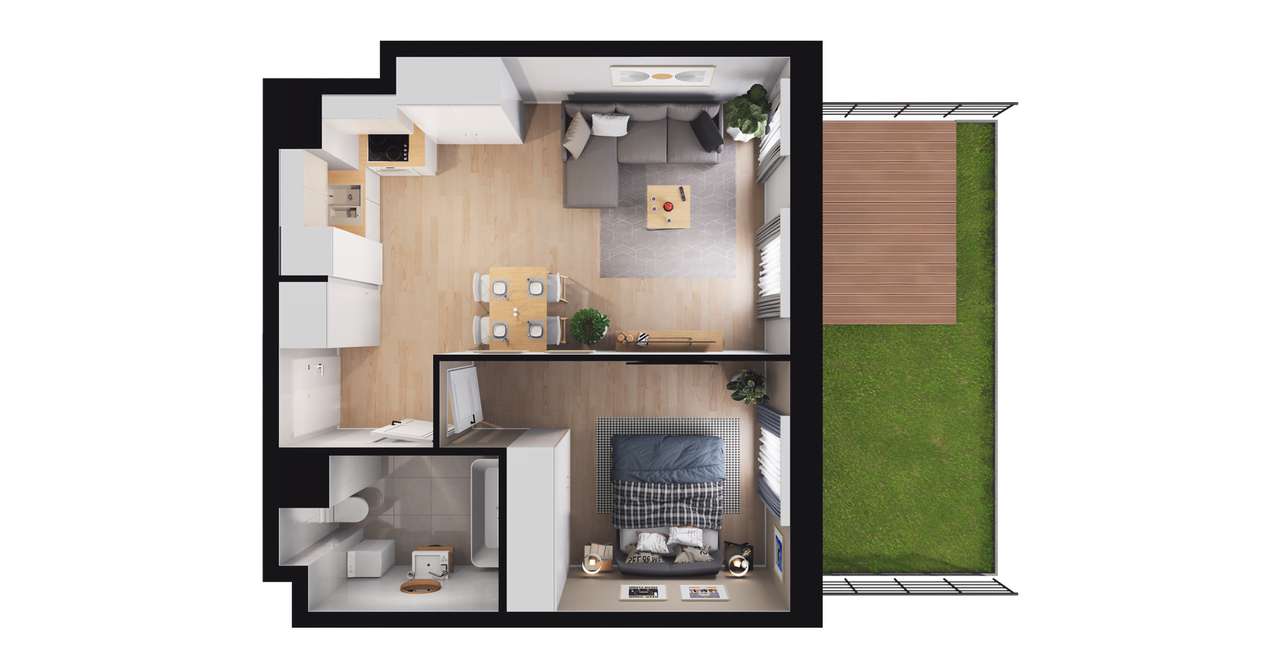 2-pokojowe mieszkanie 39m2 + ogródek Bez Prowizji - Pełny obrazek: 2/8