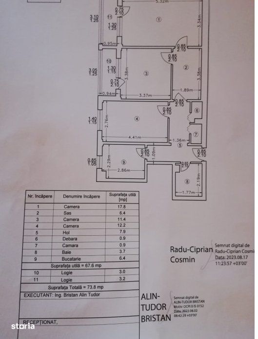 75.000euro(74mp)-Mircea cel Batran - Ap 3 camere decomandat