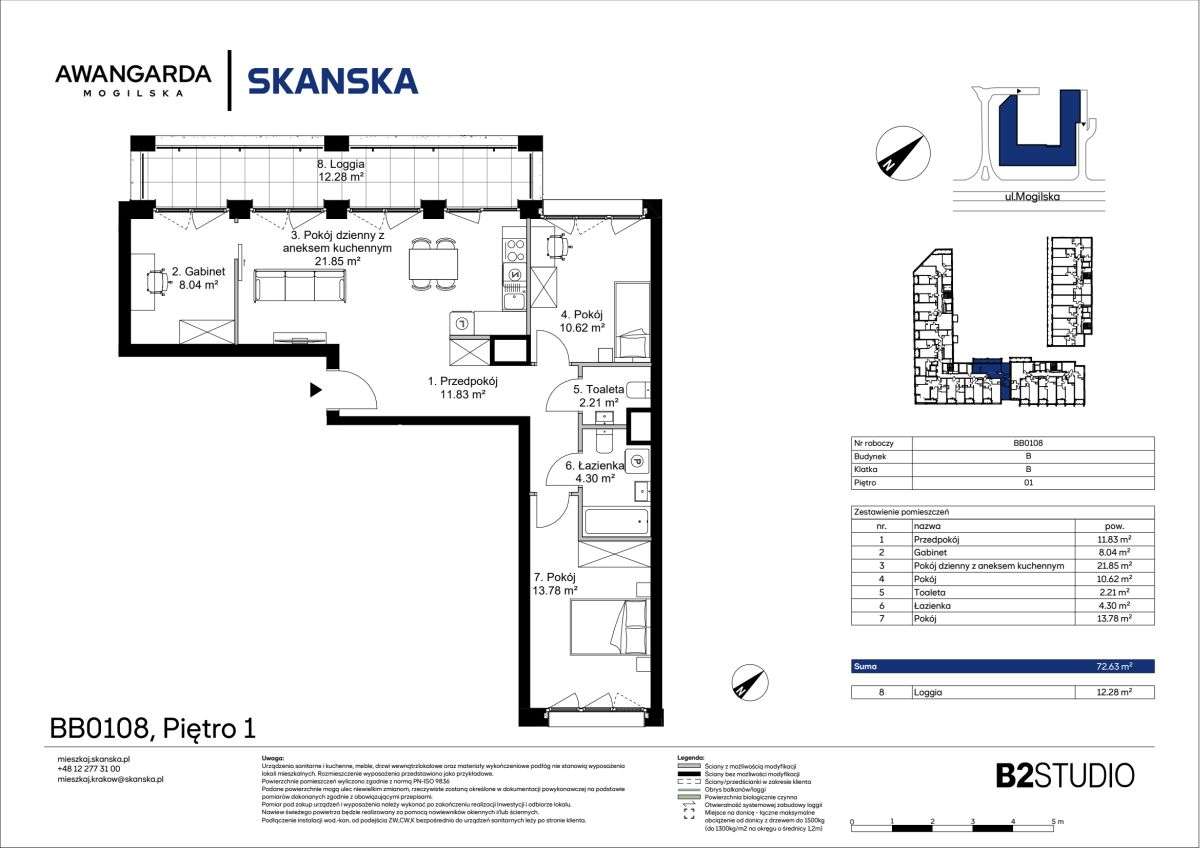 4-pokojowe mieszkanie 72m2 + loggia Bezpośrednio - Pełny obrazek: 2/9