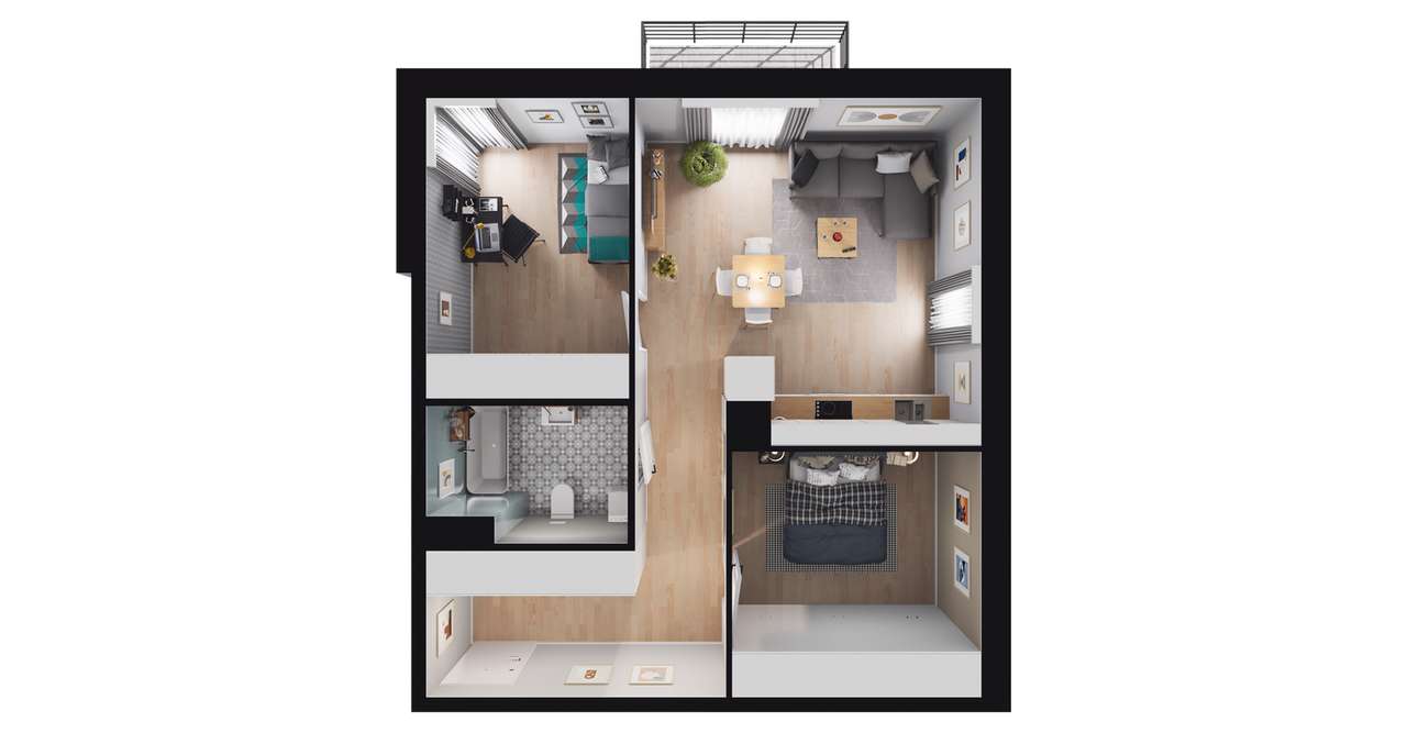 3-pokojowe mieszkanie 57m2 + balkon Bezpośrednio - Pełny obrazek: 2/8