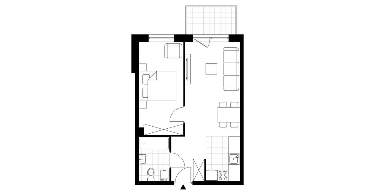 2-pokojowe mieszkanie 39m2 + balkon - Pełny obrazek: 3/8