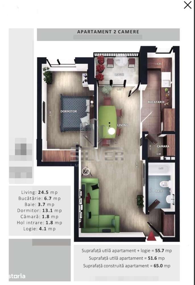 Apartament cu 2 camere la 5 minute de Vivo Center! - Imagine principală: 2/11
