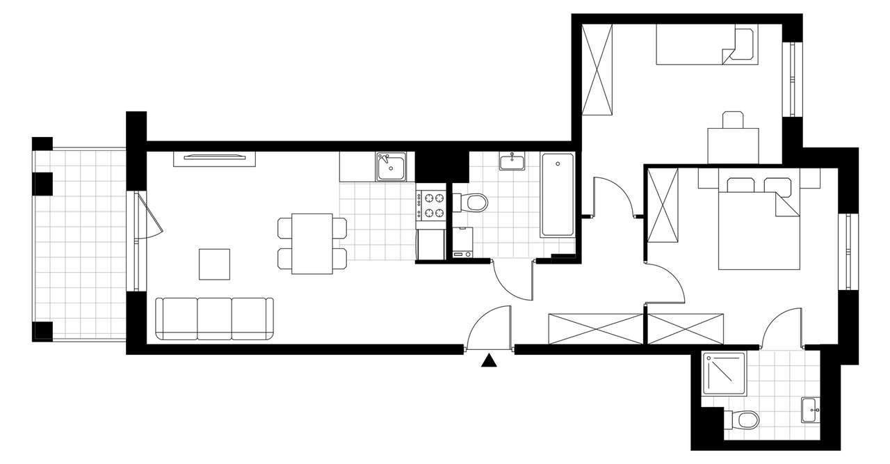 3-pokojowe mieszkanie 63m2 + loggia Bezpośrednio - Pełny obrazek: 3/8