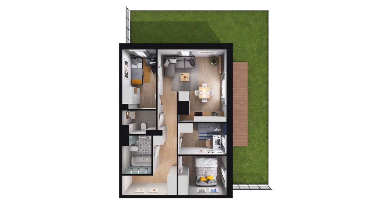 1-pokojowe mieszkanie 60m2 + ogródek Bez Prowizji - Pełny obrazek: 2/8