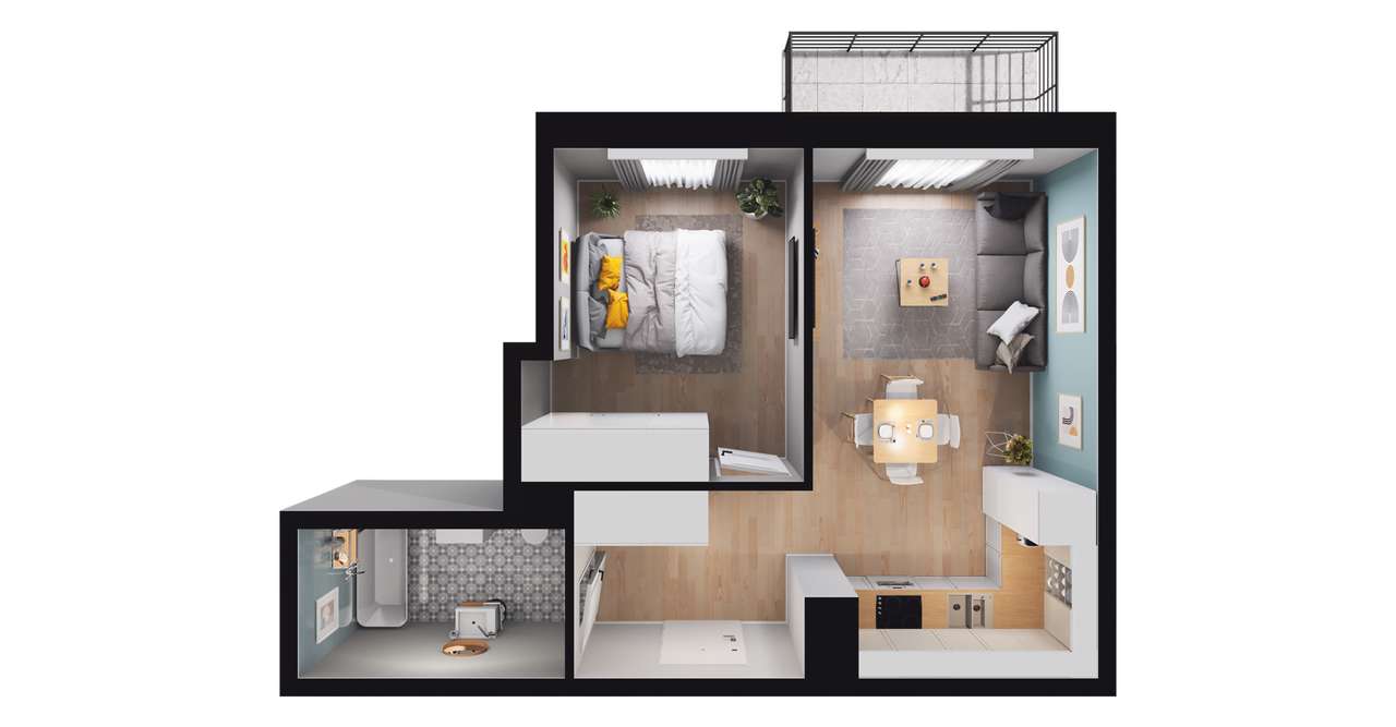 ul. Powstańców | mieszkanie 2-pok. | E 76 - Pełny obrazek: 3/8