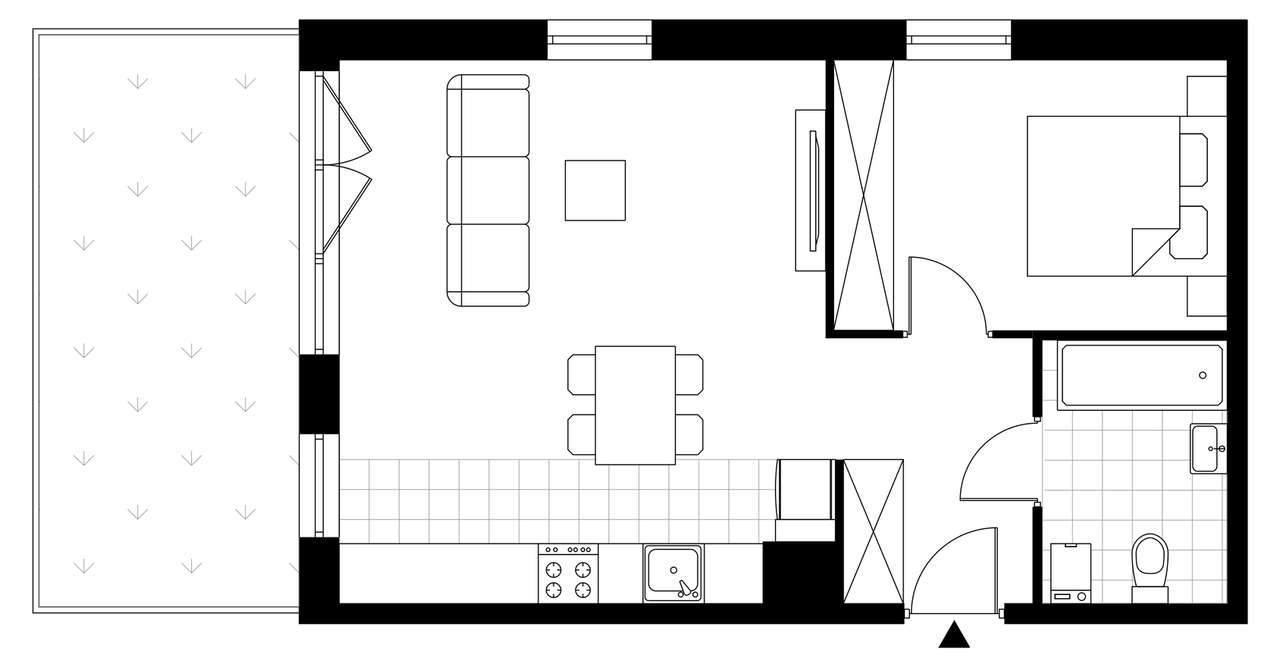 2-pokojowe mieszkanie 44m2 + ogródek - Pełny obrazek: 3/8