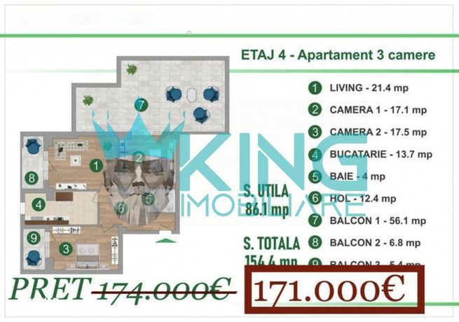 3 Camere | Andronache | Terase 67 mp | Bloc 2023 | LUX | TVA inclus