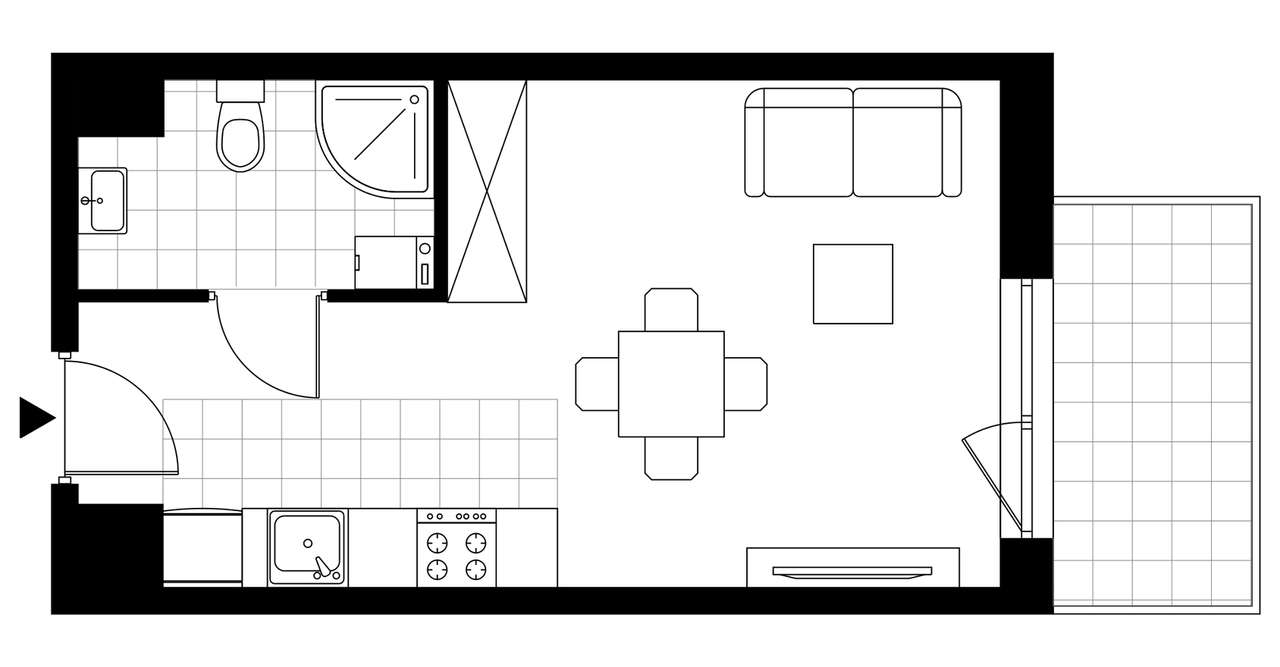 1-pokojowy apartament inwestycyjny 25m2 + balkon - Pełny obrazek: 3/8