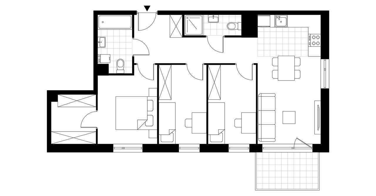 4-pokojowe mieszkanie 67m2 + balkon - Pełny obrazek: 3/8