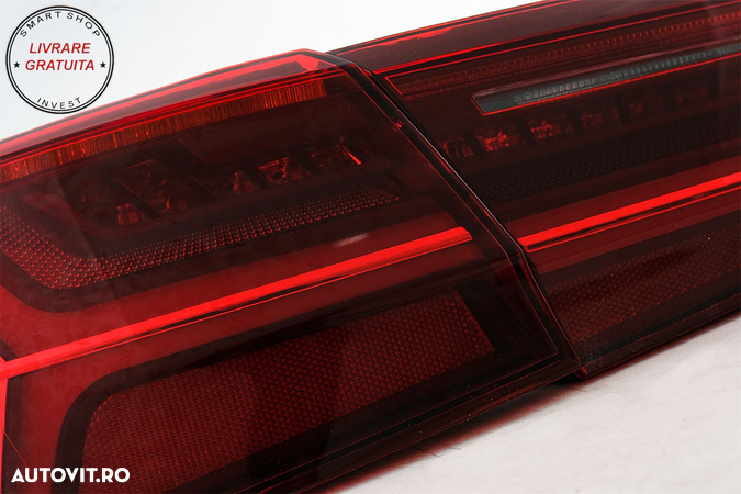 Stopuri Full LED Audi A6 4G C7 (2011-2014) Red Clear Facelift Design Semnalizare S- livrare gratuita - 14