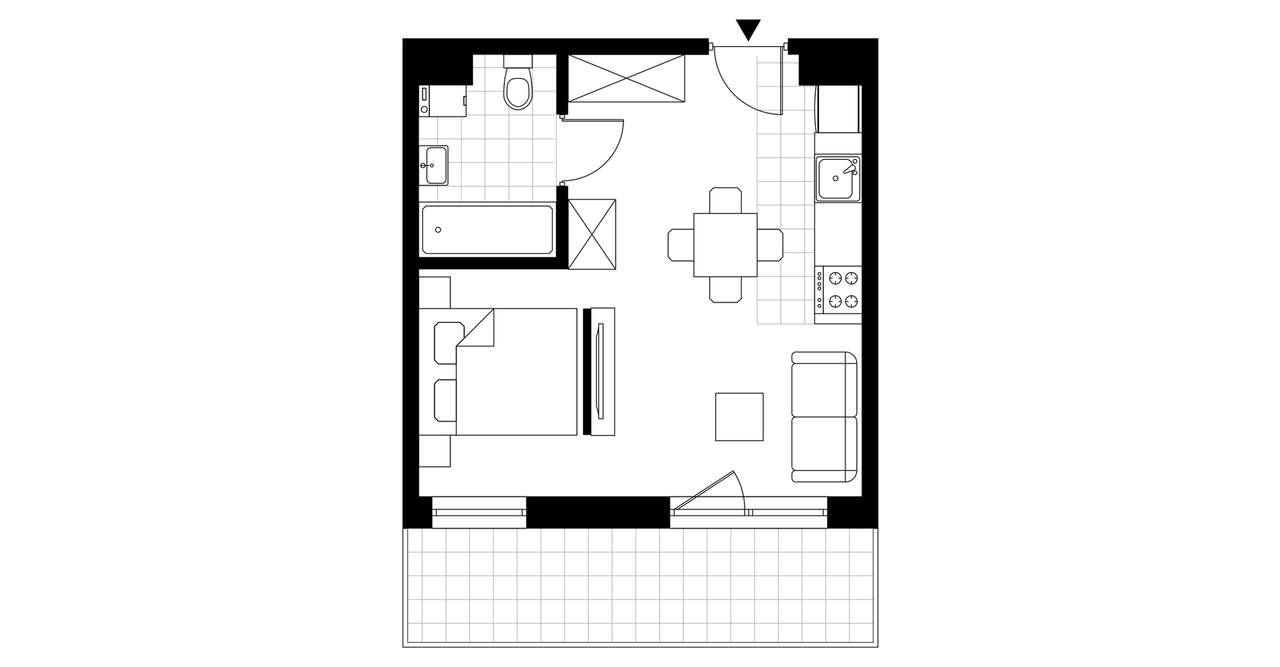 1-pokojowe mieszkanie 29m2 + balkon - Pełny obrazek: 2/7
