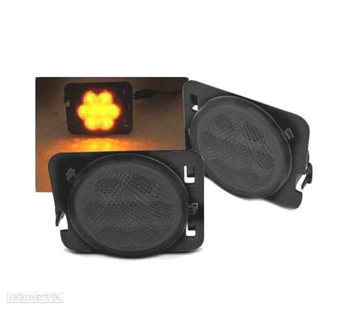 PISCAS LATERAIS LED PARA JEEP WRANGLER JK 07-18 SMOKE FUMADOS ESCURECIDOS - 1