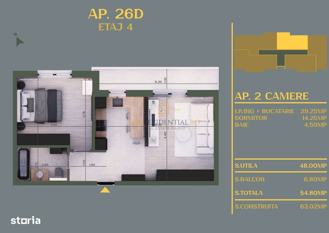 Apartament modern cu 2 camere + balcon, finisaje premium -Vidra, Ilfov - Imagine principală: 5/20