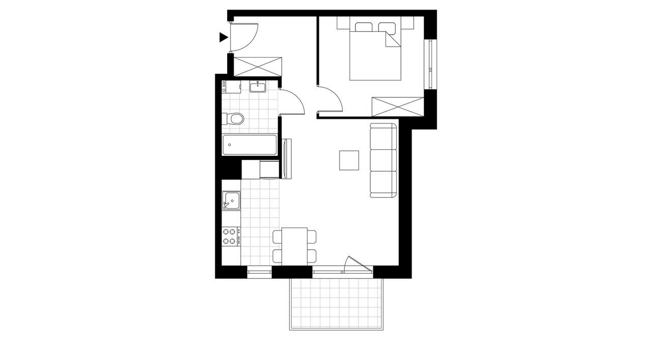 2-pokojowe mieszkanie 45m2 + balkon - Pełny obrazek: 3/8