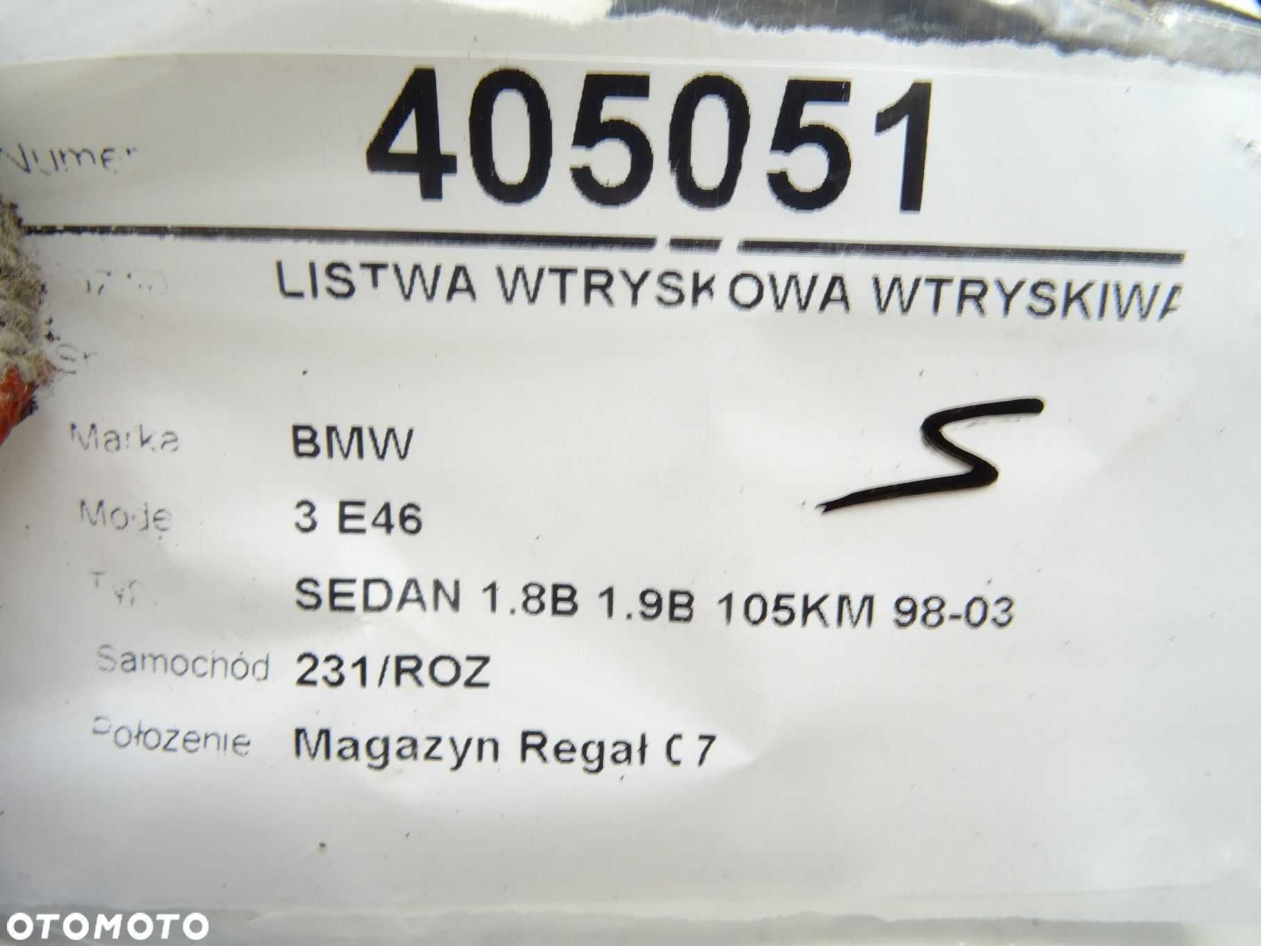 LISTWA WTRYSKOWA WTRYSKIWACZE BMW 3 (E46) 1997 - 2005 316 i 77 kW [105 KM] benzyna 1998 - 2002 - 5