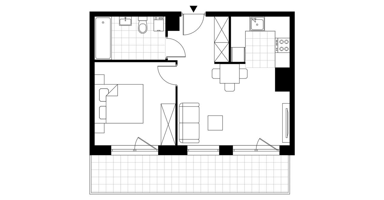 2-pokojowe mieszkanie 39m2 + loggia - Pełny obrazek: 3/8