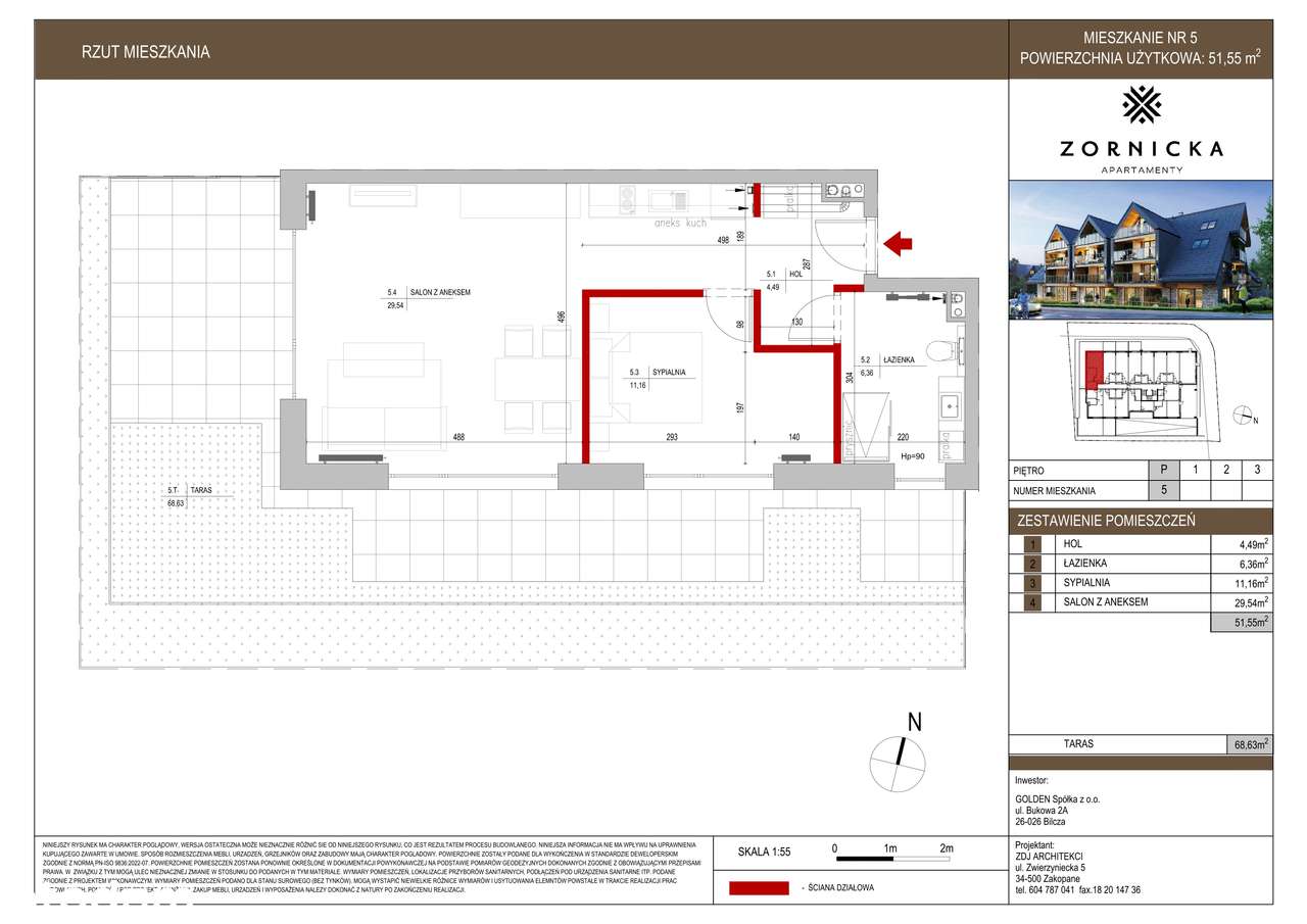 Apartamenty Zornicka  | 2-pok. | nr 5 - Pełny obrazek: 2/7